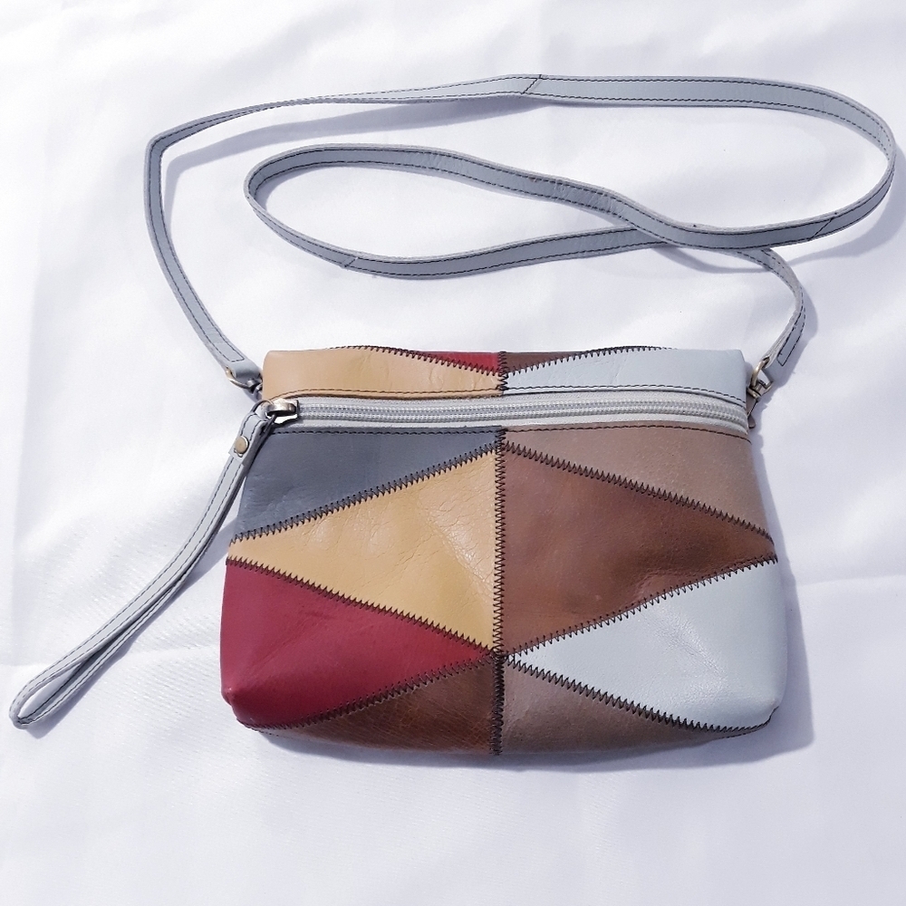 Colorful Patchwork Crossbody Bag Convertible Eco Leather Zippered